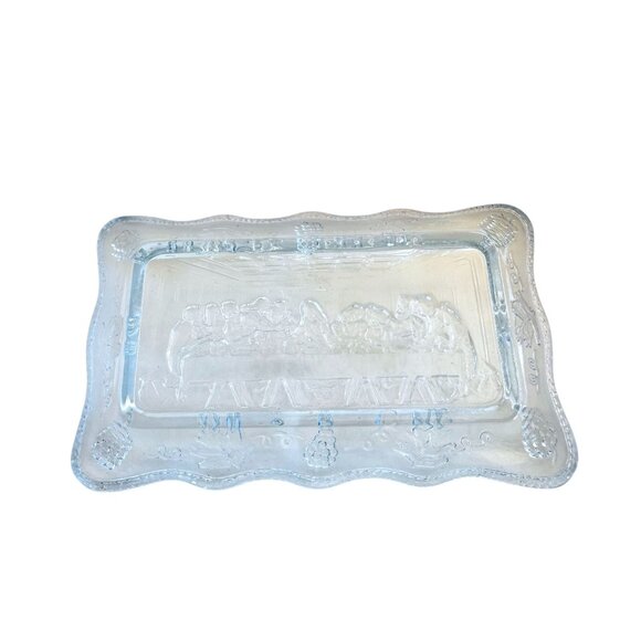 Vintage Tiara by Indiana Glass Mini Last Supper Butter Dish Plate - Picture 4 of 13